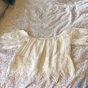 White lace crop top